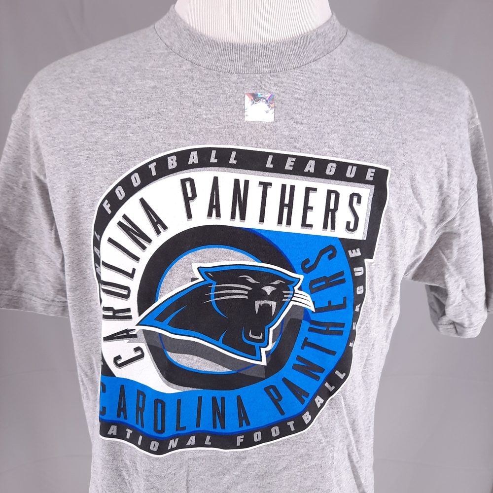 NEW NFL Carolina Panthers T-Shirt Adult Size L Gray Logo Athletic Team Football - Picture 1 of 7